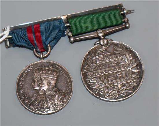 A Victorian Volunteer Force Long Service medal and George V coronation medal to 5252 Q.M. Sergt. Charles F. Brown I.V.B.R.W. Regt.